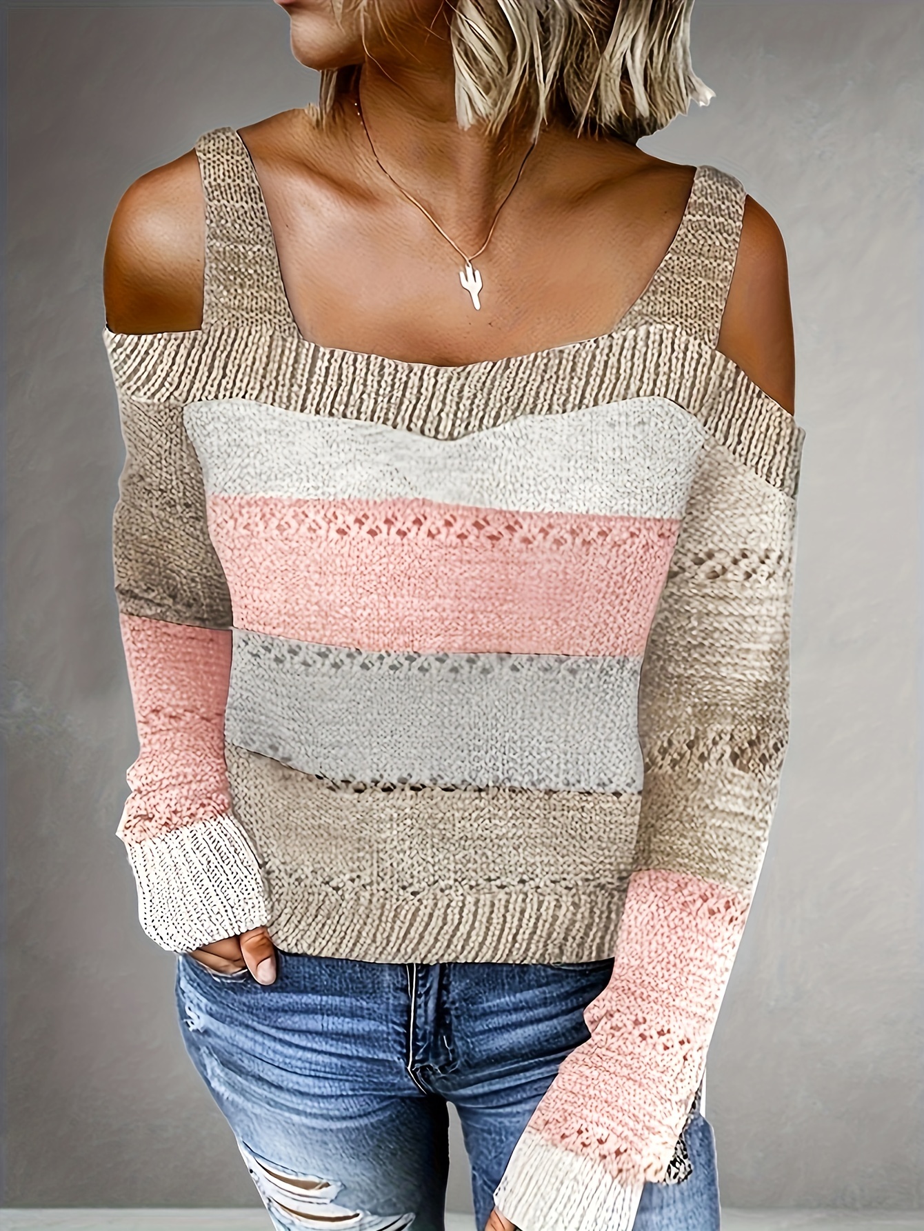 Shoulder cut outlet sweater