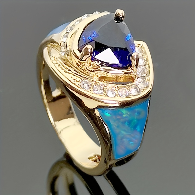 Men's Wedding Ring with Artificial Diamond Zircon Inlay