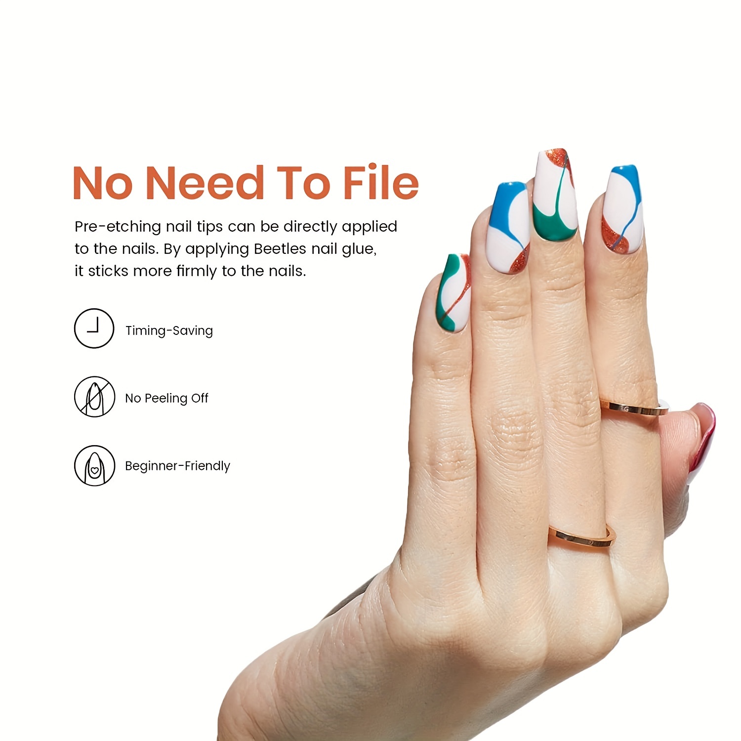 300pcs Clear Matte Short Coffin False Nails Tips & Glue Set for Nail Art