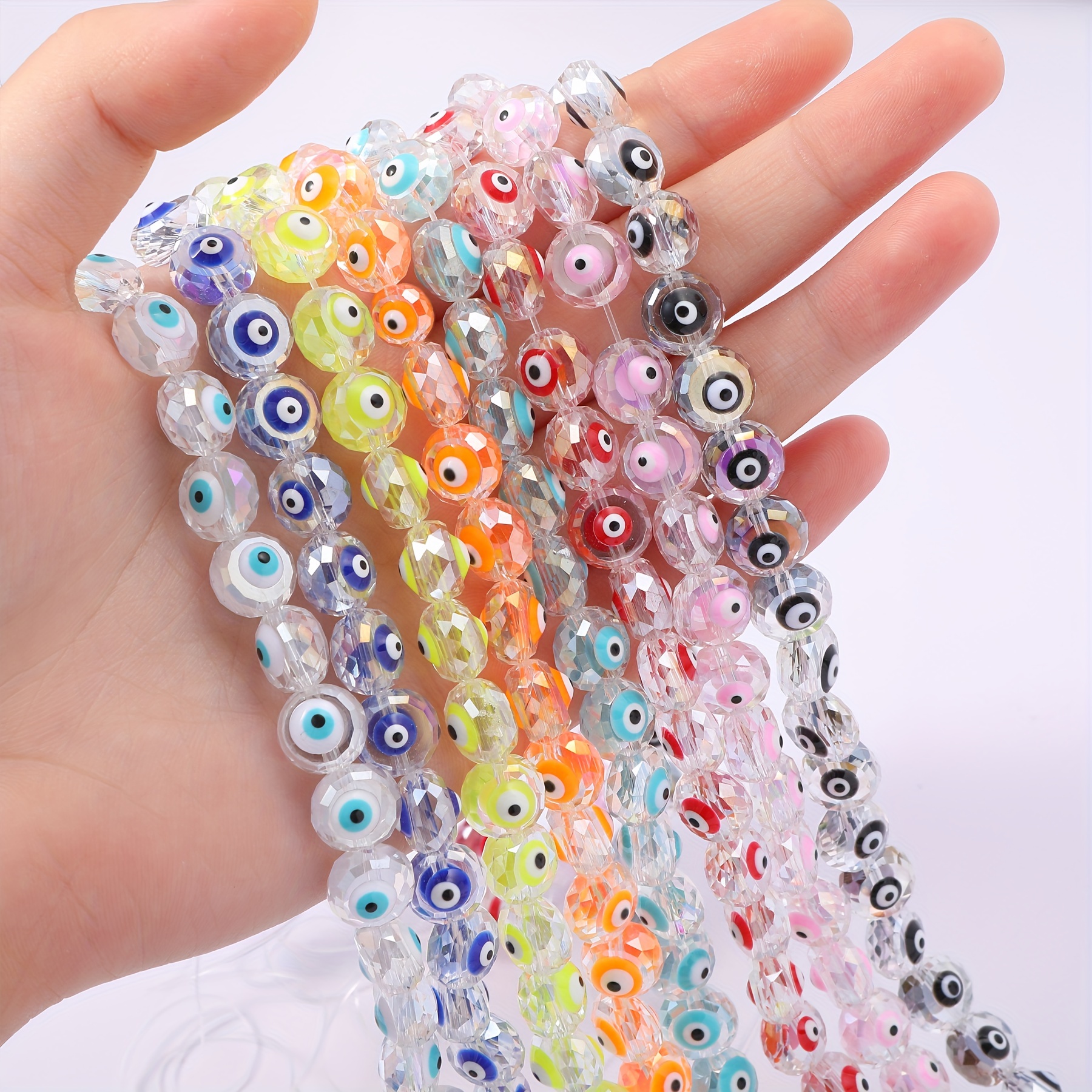 Evil Eye Flat Glass Spacer Beads Diy Jewelry Making Bracelet - Temu