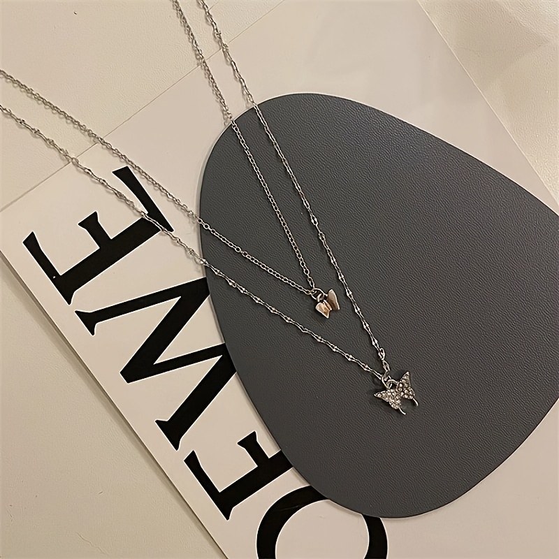 Aesthetic Shiny Butterfly Pendant Exquisite Clavicle Chain Necklace Jewelry  For Ladies Girl Y2K EMO Accessories Gift