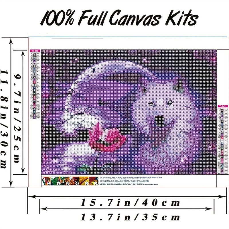 5D DIY Diamond Painting Kit, Wolf Painting, 11. 8 X 15.7 Inches