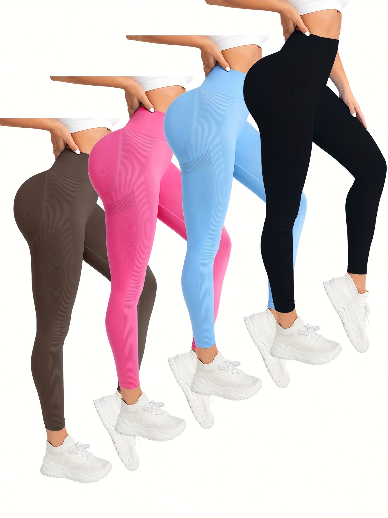 Pantalones De Yoga De Color Sólido, Leggings Deportivos De Alta Elasticidad  Para Correr Y Hacer Ejercicio, Ropa Deportiva Para Mujeres - Temu Chile