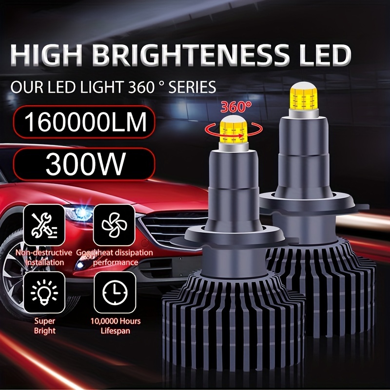  BEAMFLY Ampoule H7 LED 18000LM, Lampes de Phares Voiture, Kit  de Conversion Halogène 12V, 6000K Blanche Puissante