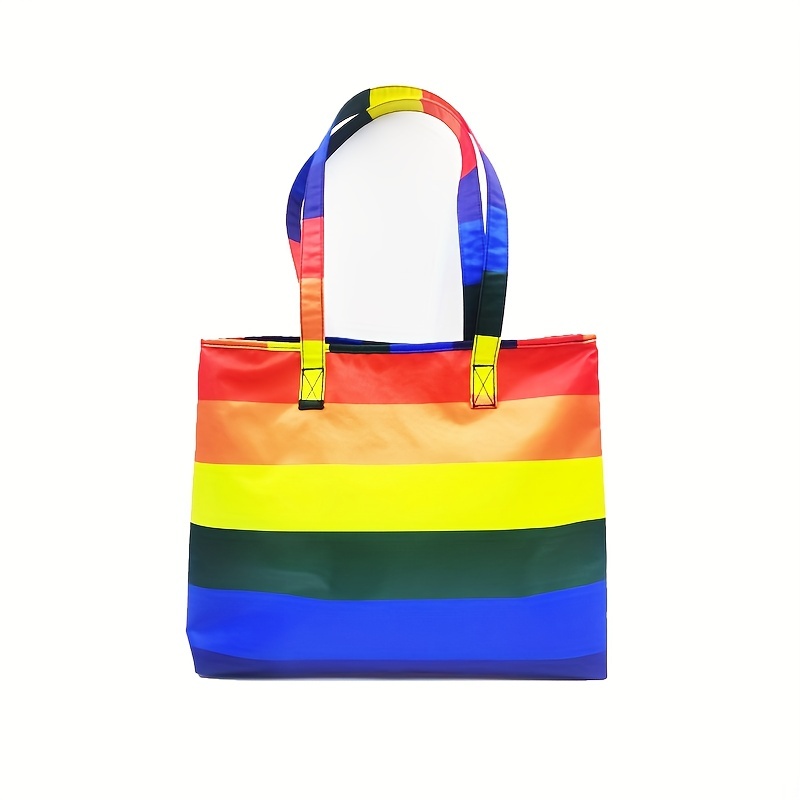 3D Print Colorful Stripes Shopper Tote Bag Canvas Reusable Women
