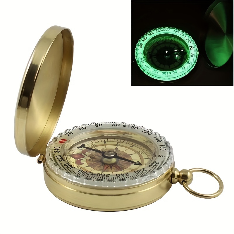 Waterproof Luminous Compass Camping Hiking Brass Compass - Temu