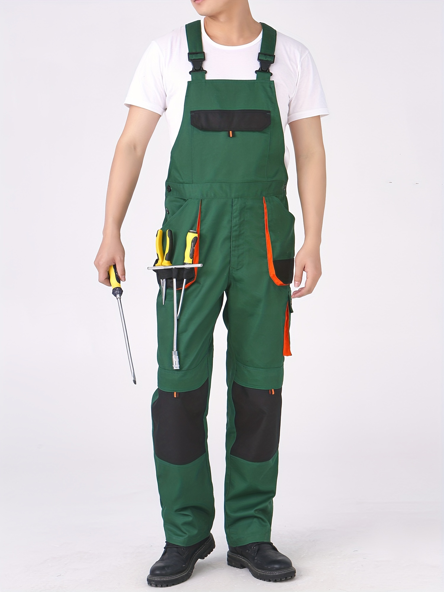 Men's Durable Work Overalls With Multi Pockets, Casual Jumpsuit For Outdoor  Working