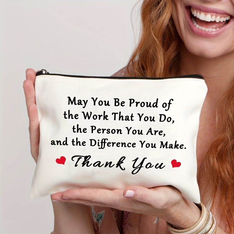 

1pc Thank You Gift, Appreciation Gifts For Women, Coworker Employee Teacher Appreciation Gifts, Travel Cosmetic Bag, Mentor Nurse Social Worker Thank You Gift Thanksgiving Gift