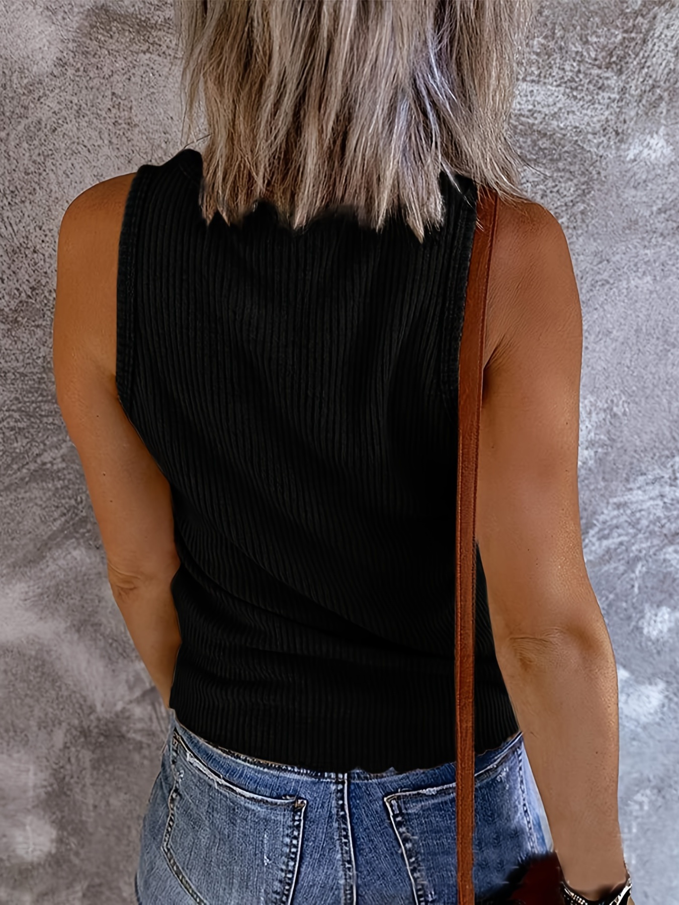 Women's Basic Square Neck Tank Top Cotton Stretch Knit Solid Plain  Sleeveless