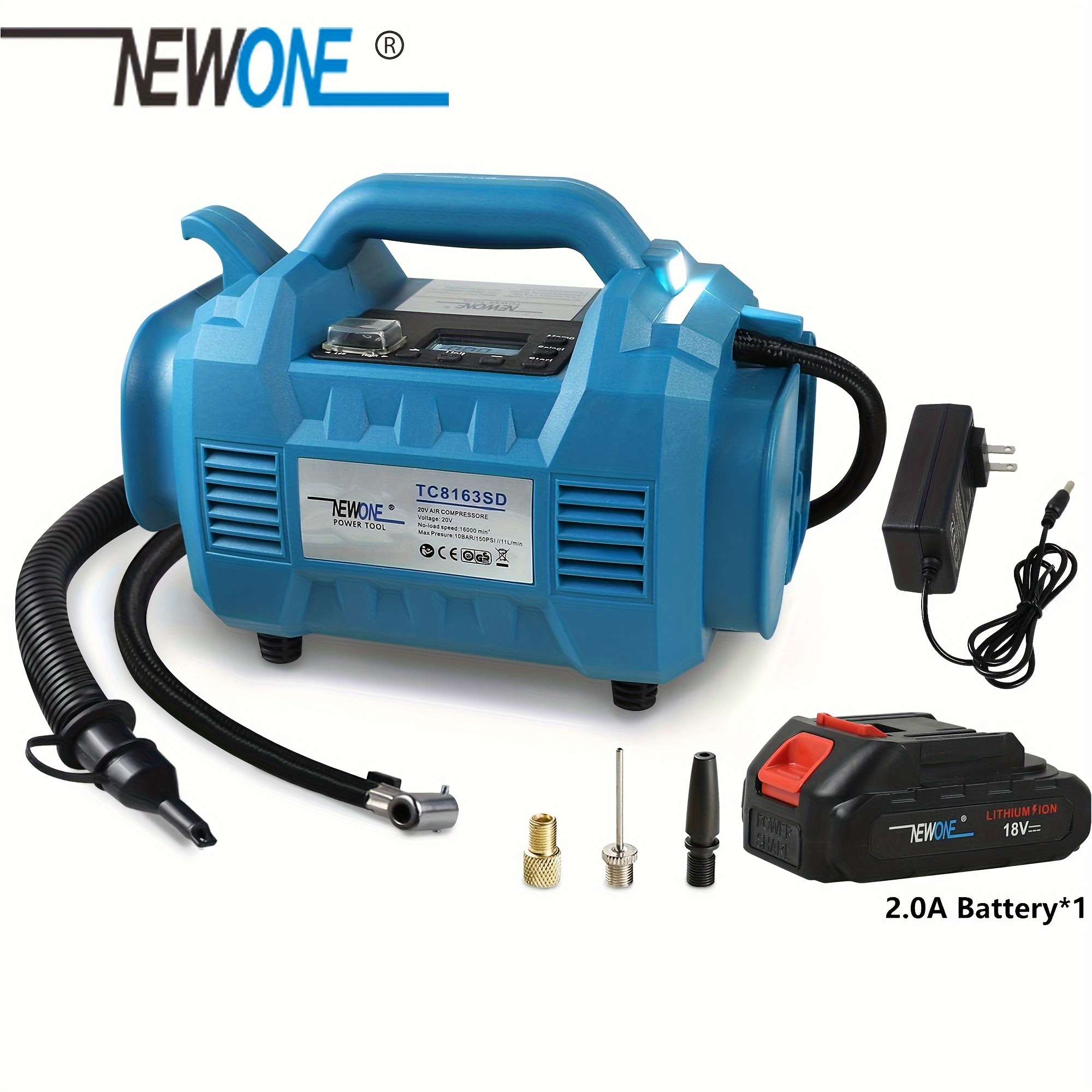 Automatic Air Compressor with 20V Lithium Battery-Cordless Tire