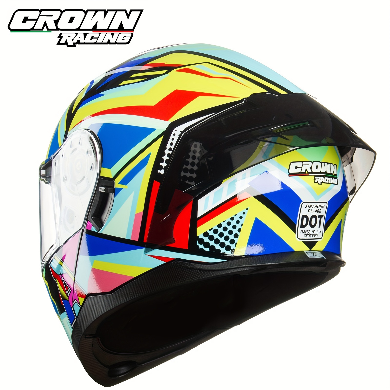 Crown Racing Motorcycle Dual Visor Open Face Full Face Casco Autenticación  Dot Casco Motocicleta - Automotriz - Temu