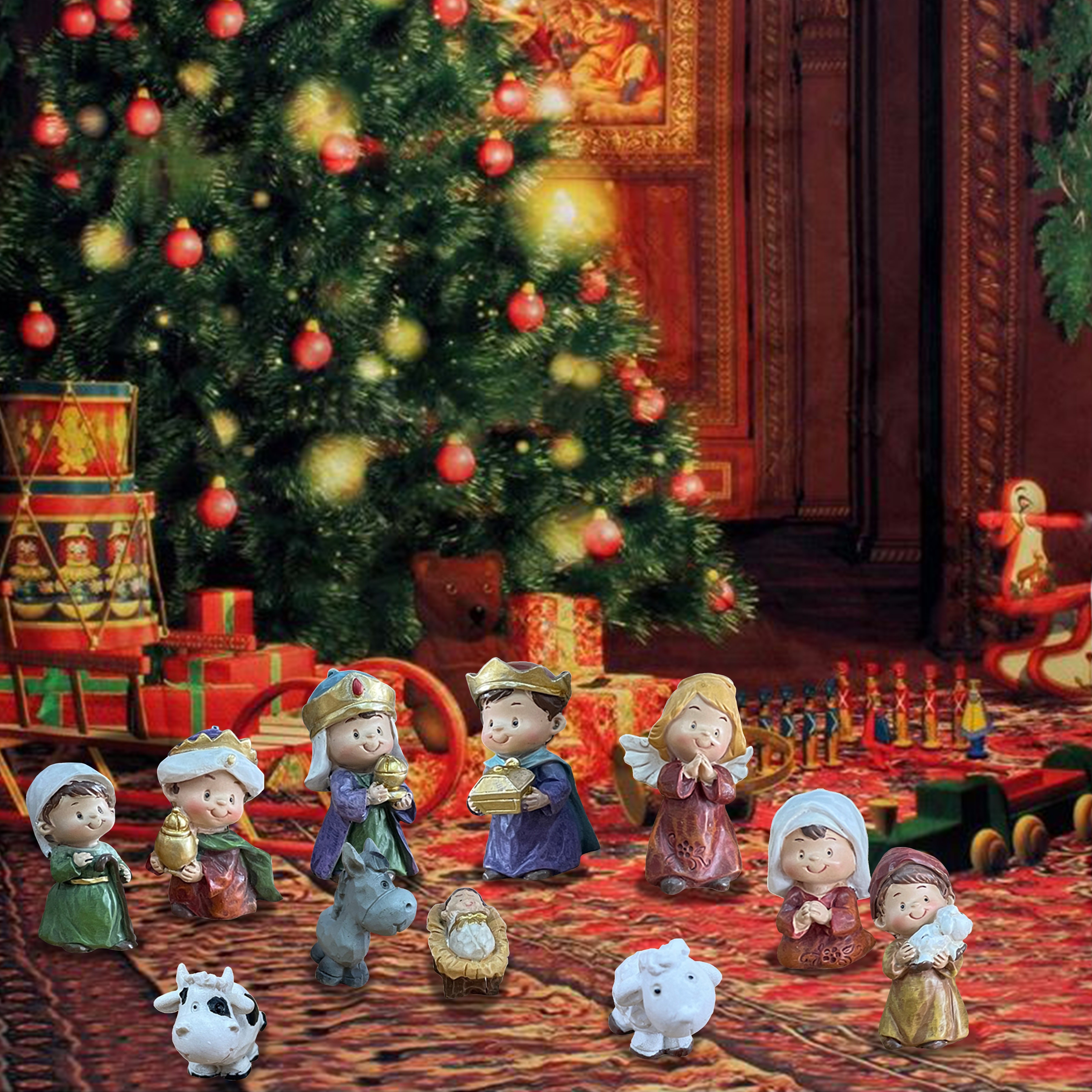 Christmas Figurine Set (6pc) - Christmas Village - Christmas Decorations -  Fairy Garden - Miniature Decorations - Xmas - Christmas Craft