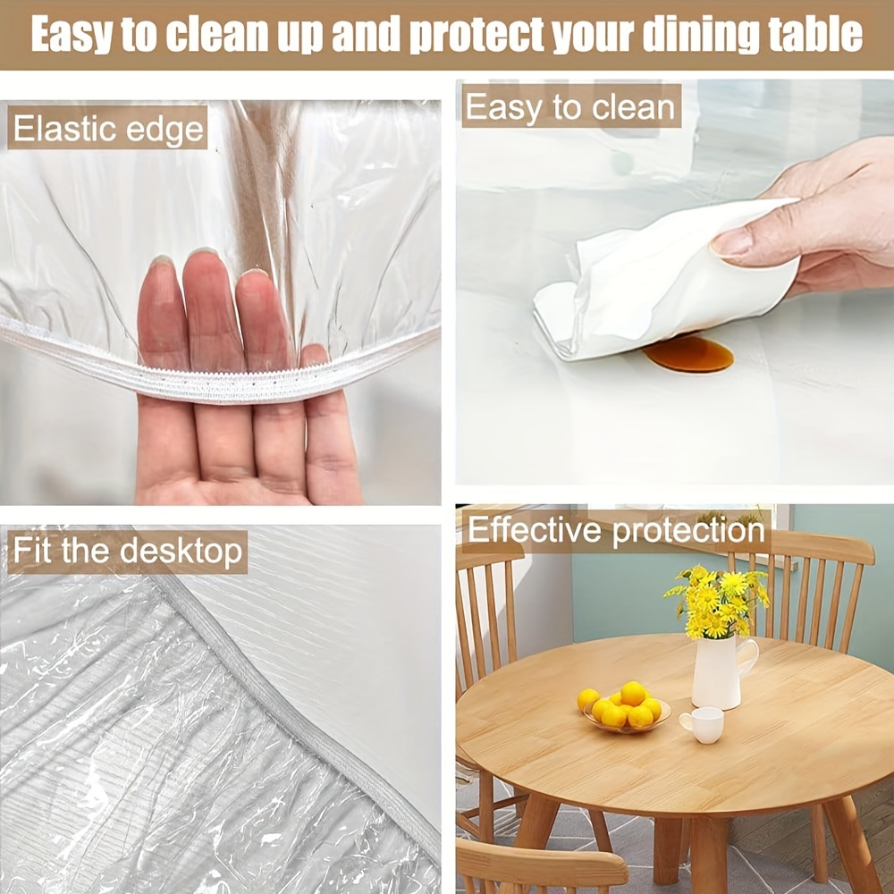 1pc, Table Protector, Plastic Tabletop Protector, Office Desk Pad, Clear  Plastic PVC Tablecloth Rectangle Protective Desk Top Cover, PVC Transparent  T