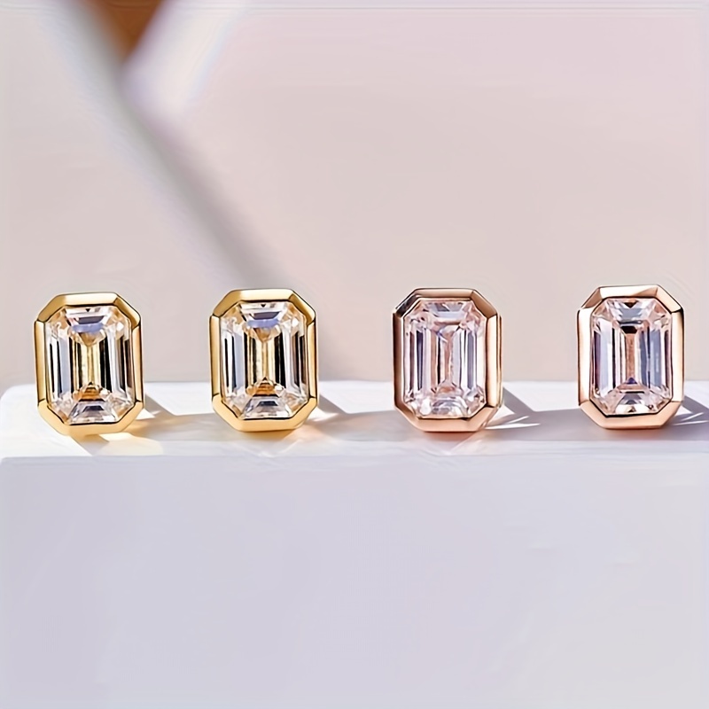 

Tiny Geometric Rectangle Shaped Stud Earrings Copper Jewelry Zirconia Inlaid Elegant Leisure Style For Women Daily Casual