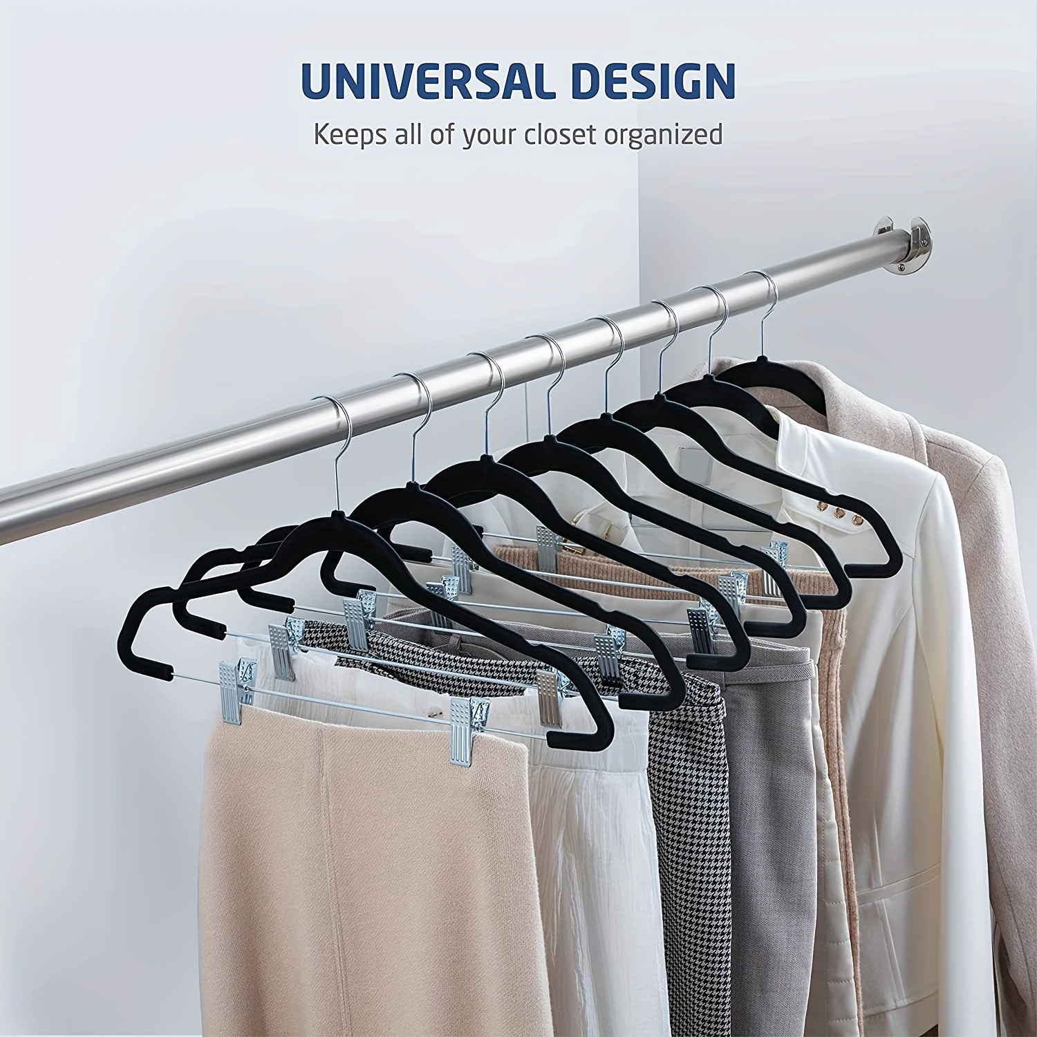 Non slip Velvet Pants Hangers With Clips Heavy Duty Clothes - Temu