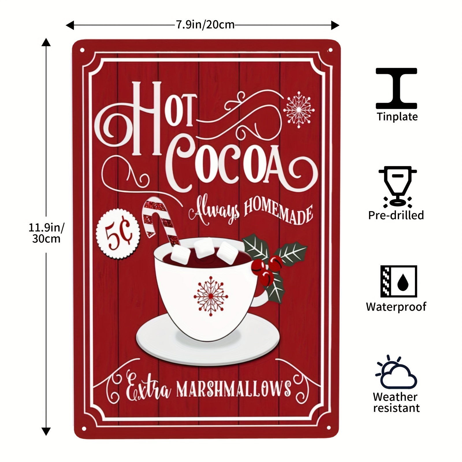 Tin Sign With Solid Stand Warm Up At The Hot Chocolate Bar For Holiday  Christmas Hot Chocolate Party Supplies, Christmas Winter Decorations - Temu  United Arab Emirates