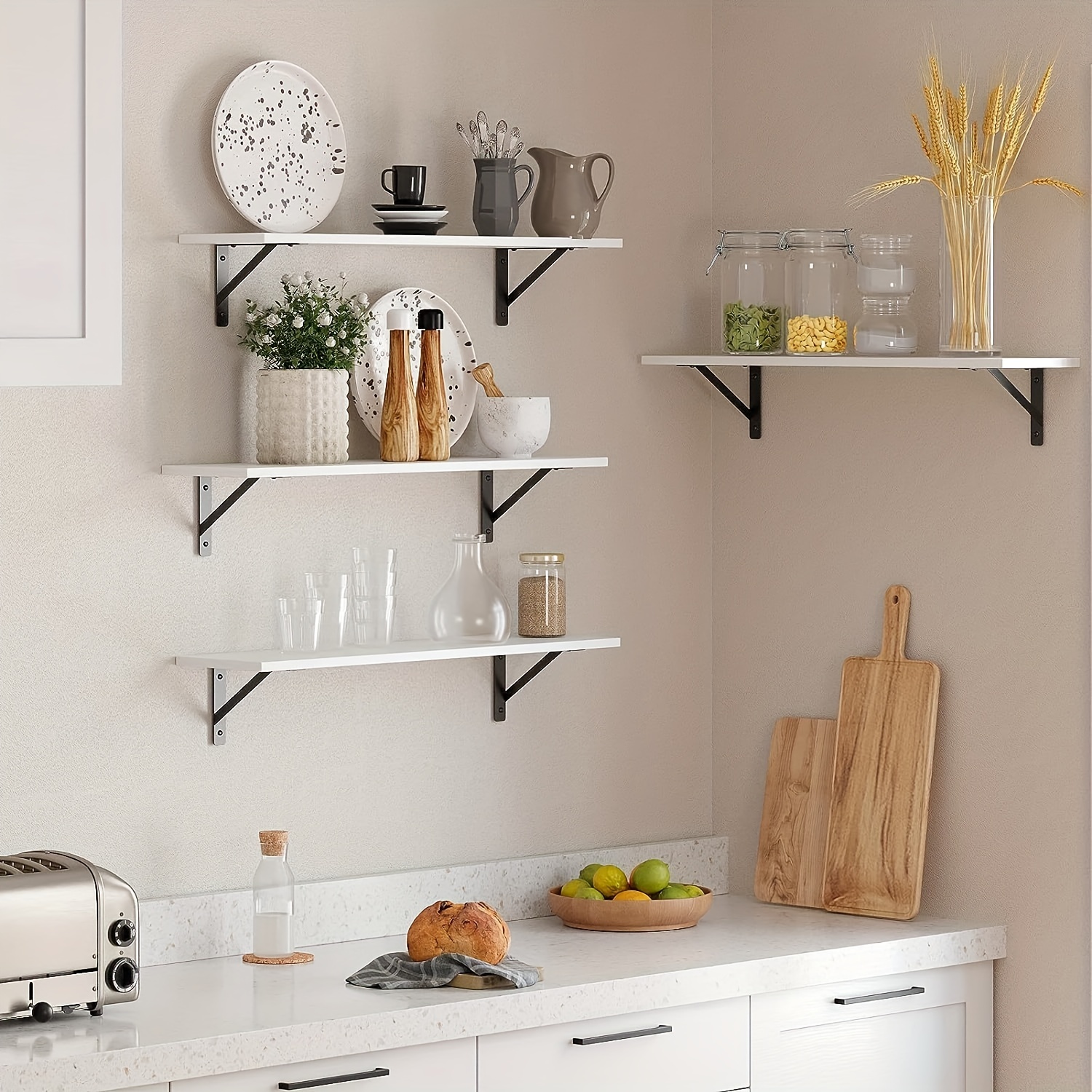 DIY Wall Storage Rack Punch-free Storage Shelf Living Room Kitchen Bedroom  Wall Hanging Multi-layer Wall Shelf Storage