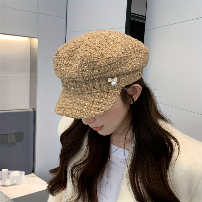 Large Suede Octagonal Newsboy Hats Classic Solid Color - Temu