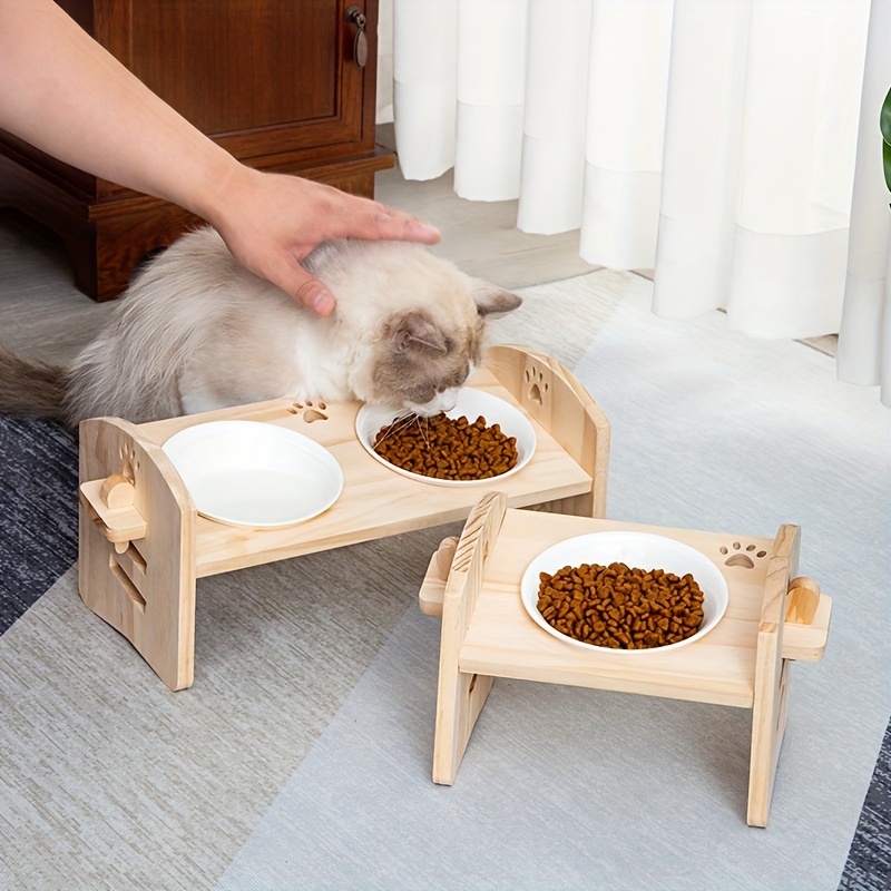 Slow Feeder Cat Bowl, Elevated Cat Food Bowl Tilted Design