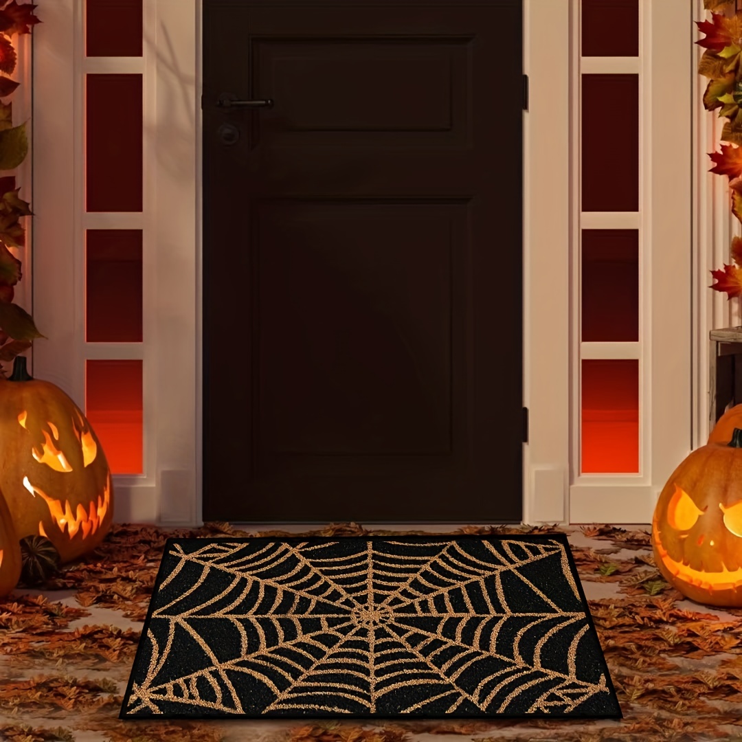 Halloween Night Pumpkins Spiders Door Mat Non slip Washable - Temu