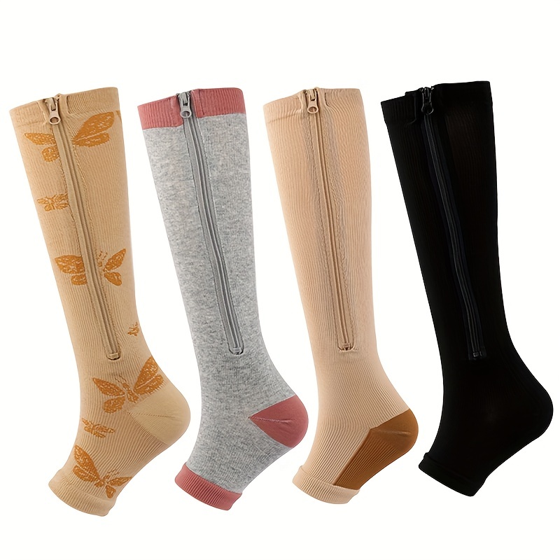 

Men Women's Zipper Compression Socks, Sports Elastic Socks, Stocking For Fitness Yoga Sports