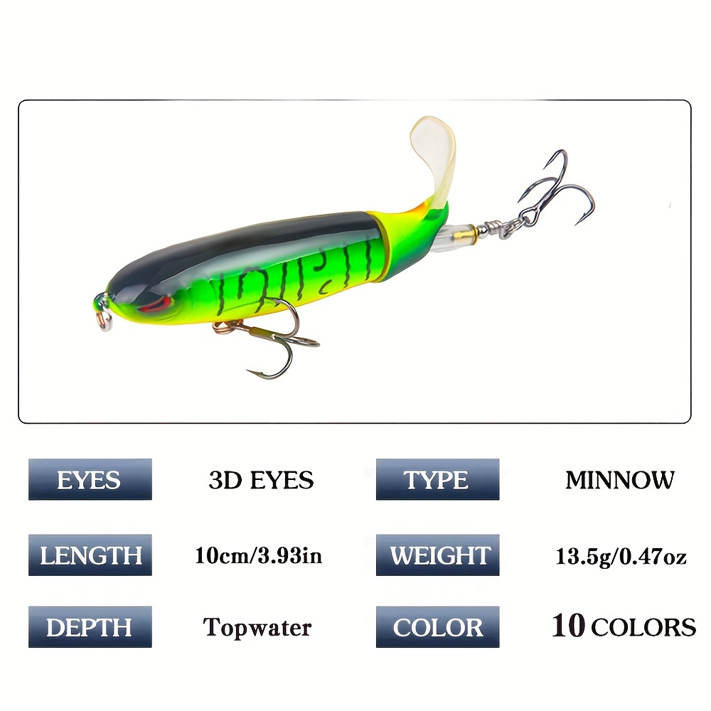 With 3D Eye Topwater Bait with 2 Treble Hooks Plastic Fishing Bait