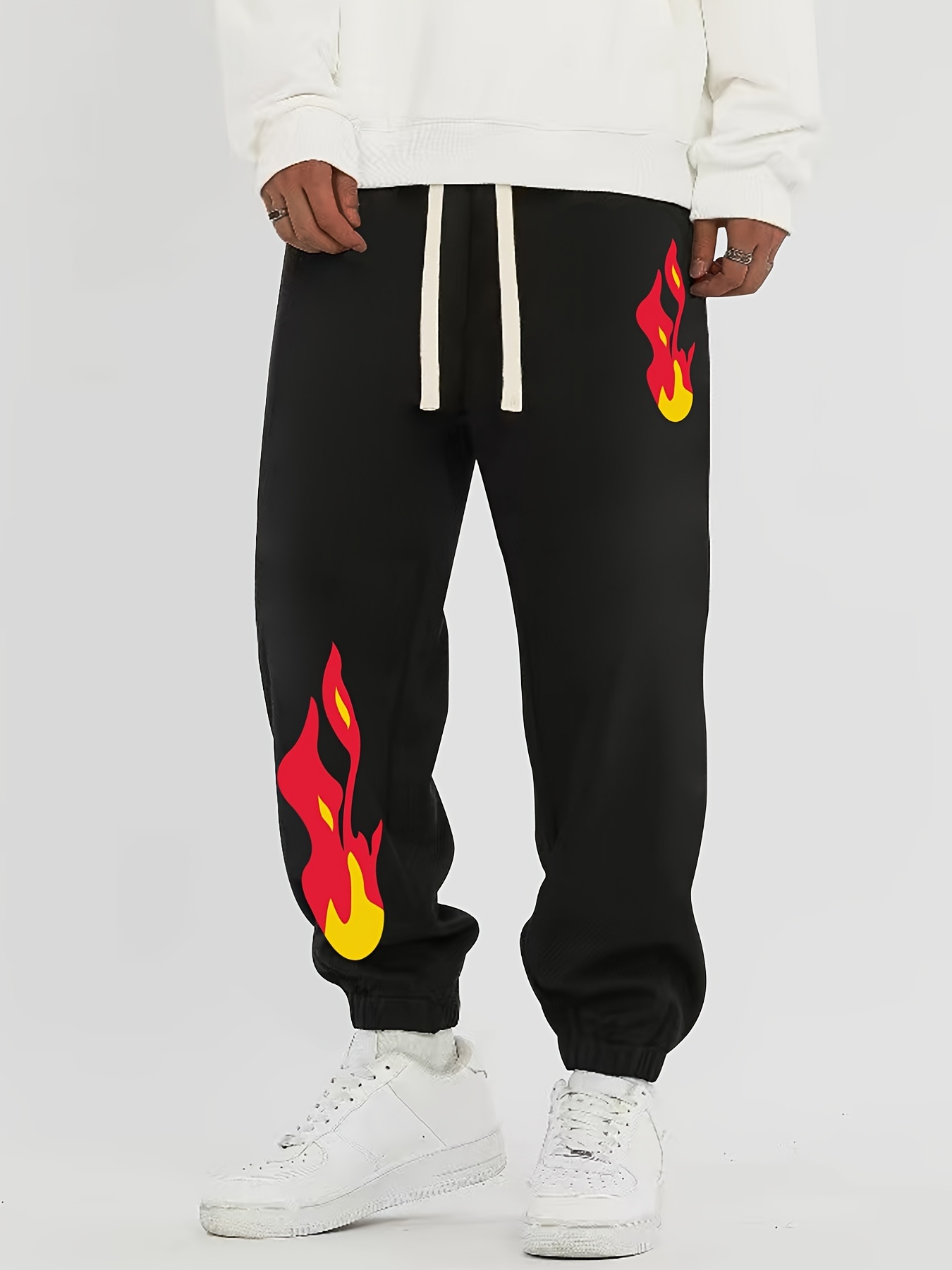 FLAME SWEATPANTS WHITE & RED