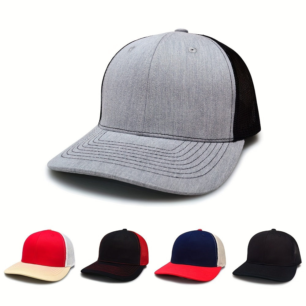 Wide Brim Cotton Baseball Baseball Hat, Dad Hats Color Block Trend Sunscreen Trucker Hat Mesh Breathable unisex Snapback Hats for Women Men,Temu