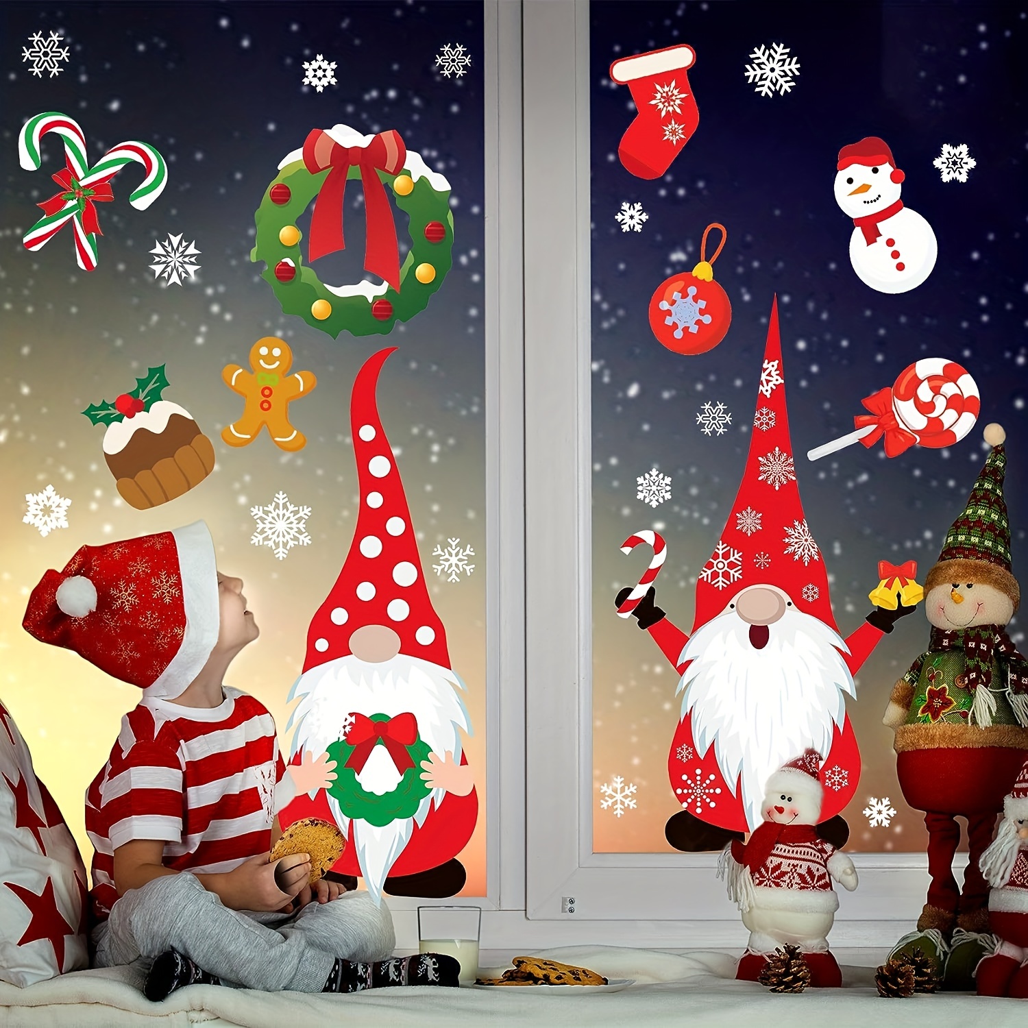 Christmas Decorations Snow Stickers No Glue Glass Window - Temu