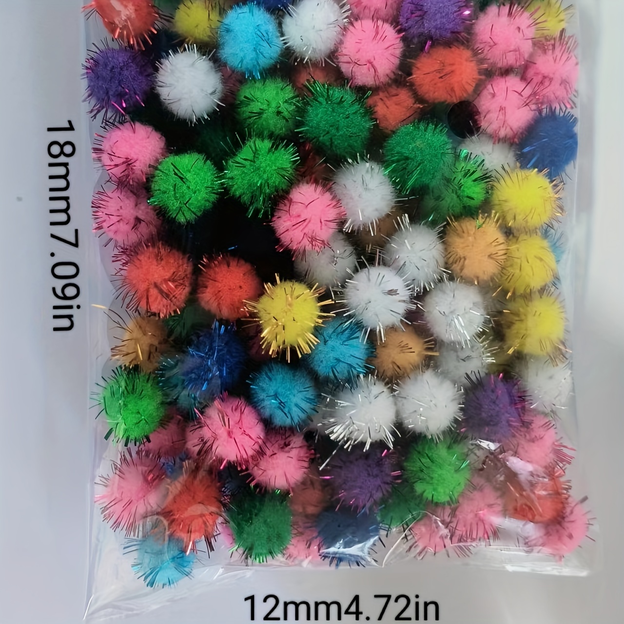 150pcs Colored Glitter Pom Poms For Christmas Children's Diy Handmade Doll  Decoration Material