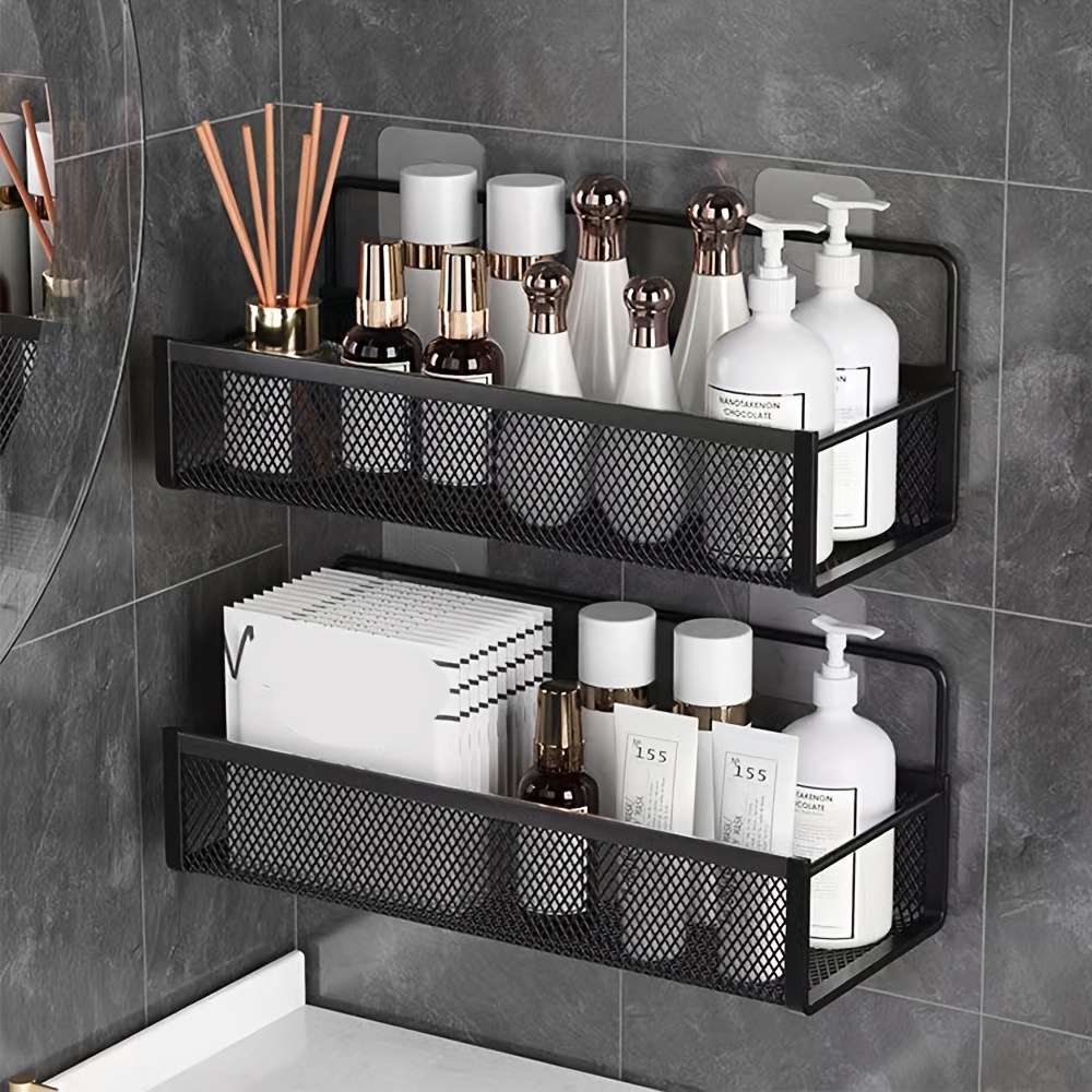 Orimade Corner Shower Caddy Stainless Steel with Hooks Wall Mounted  Bathroom Shelf Storage Organizer Adhesive No Drilling 2 Pack, Silver Only  for