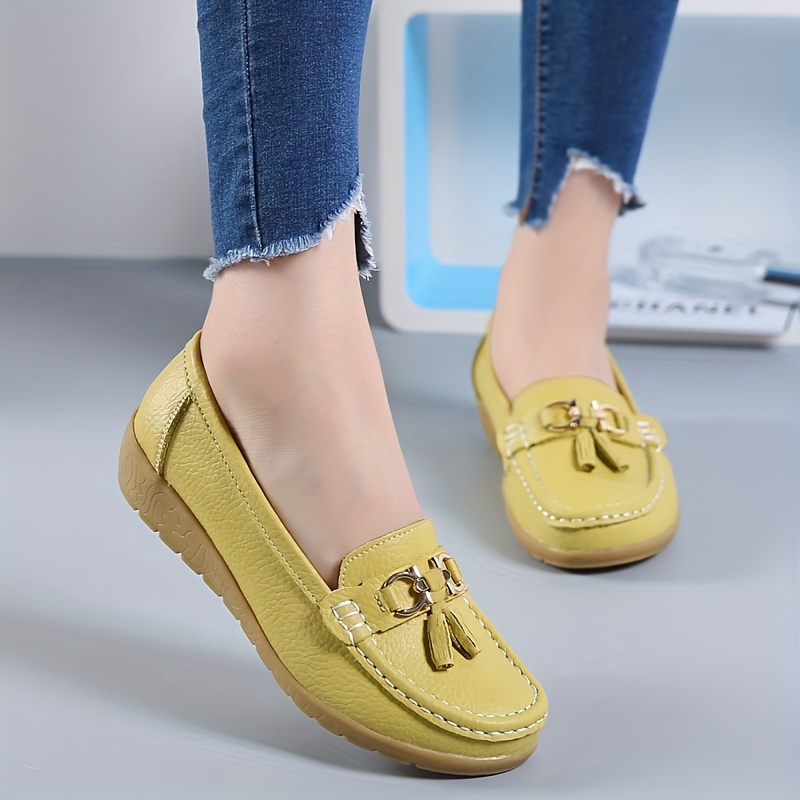 

Women's Low Wedge Loafers, Lightweight Anti-slip Slip On Shoes, Solid Color Soft-sole Flats