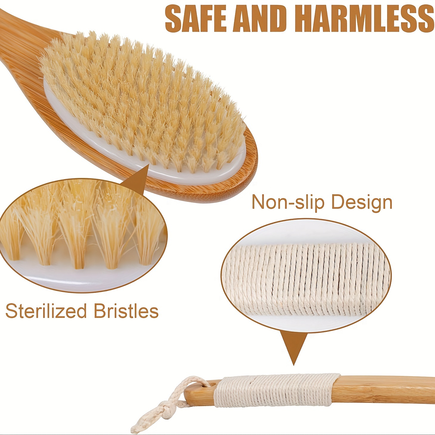 Wooden Back Scrubber For Shower Long Handle Bath Sponge - Temu