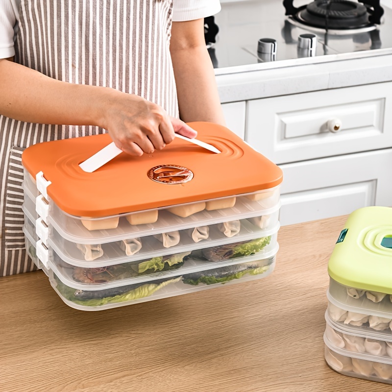 Srutirbo Dumpling Storage Box 4-Layer Food Storage Containers with Lids Stackable Food Containers with Lid Dumpling Box Cookie Storage Containers Good