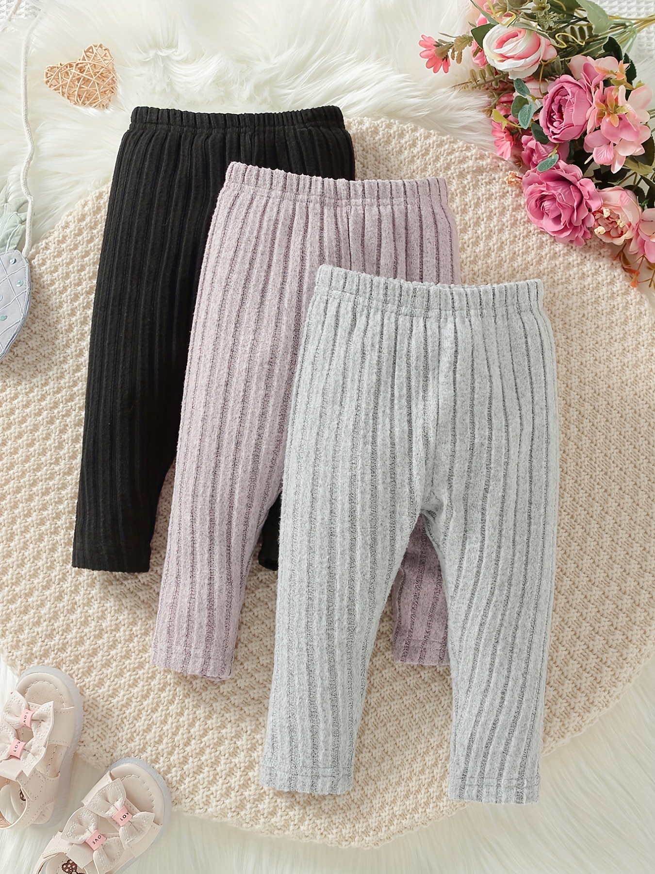 Baby Girls Stretch Soft Leggings Ruffle Knit Footless Tights Pants Kids  Clothes