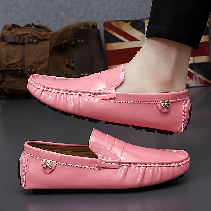 Mens pink hot sale loafers shoes