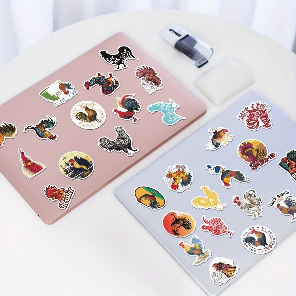 50PCS Chicken Stickers,Vinyl Waterproof Stickers for Water  Bottle,Laptop,Skateboard,Luggage,Cars,Bumper,Phone,Rooster Decals,Gift for