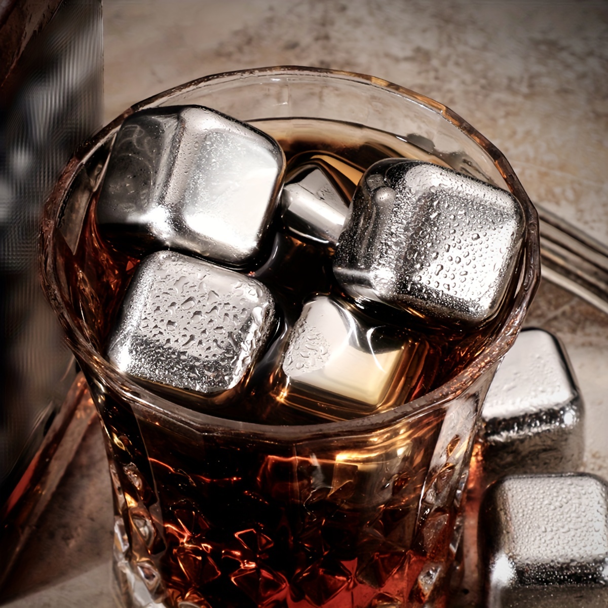 6PCS Stainless Steel Ice Cubes Set Reusable Chilling Stones for Whiskey  Wine Wine Cooling Cube Chilling