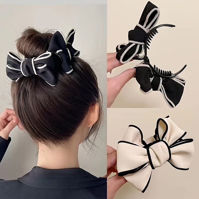 

1pc Vintage Bow Hair Grab Clip Elegant Hair Claw Clip Barrette Cute Sweet Shark Clip Hair Accessories For Women