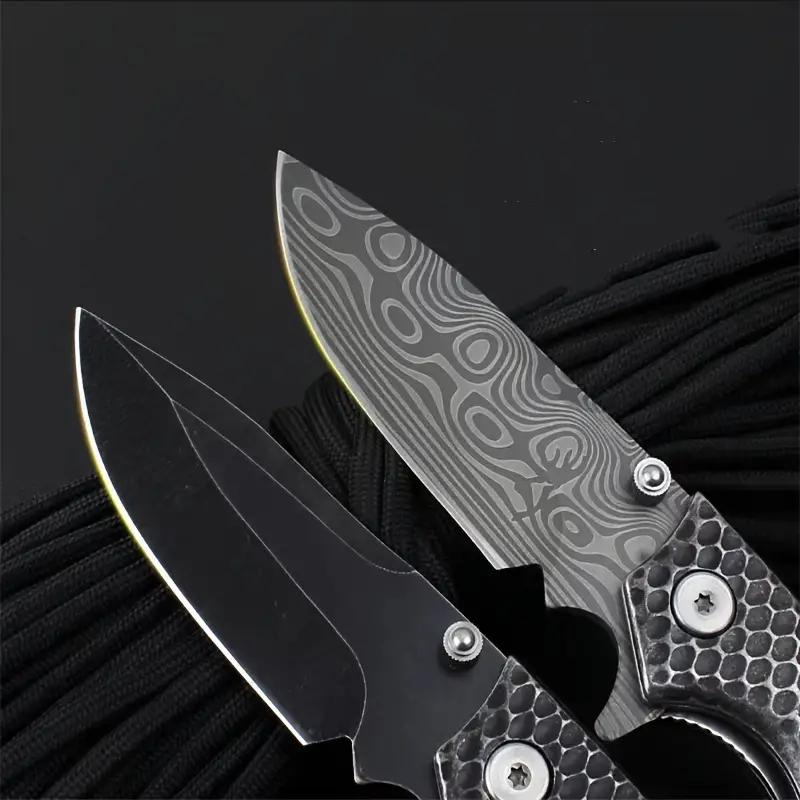 1pc smf pocket folding knife 7cr13mov drop point blade stainless steel handles with clip outdoor camping hunting edc tools details 6