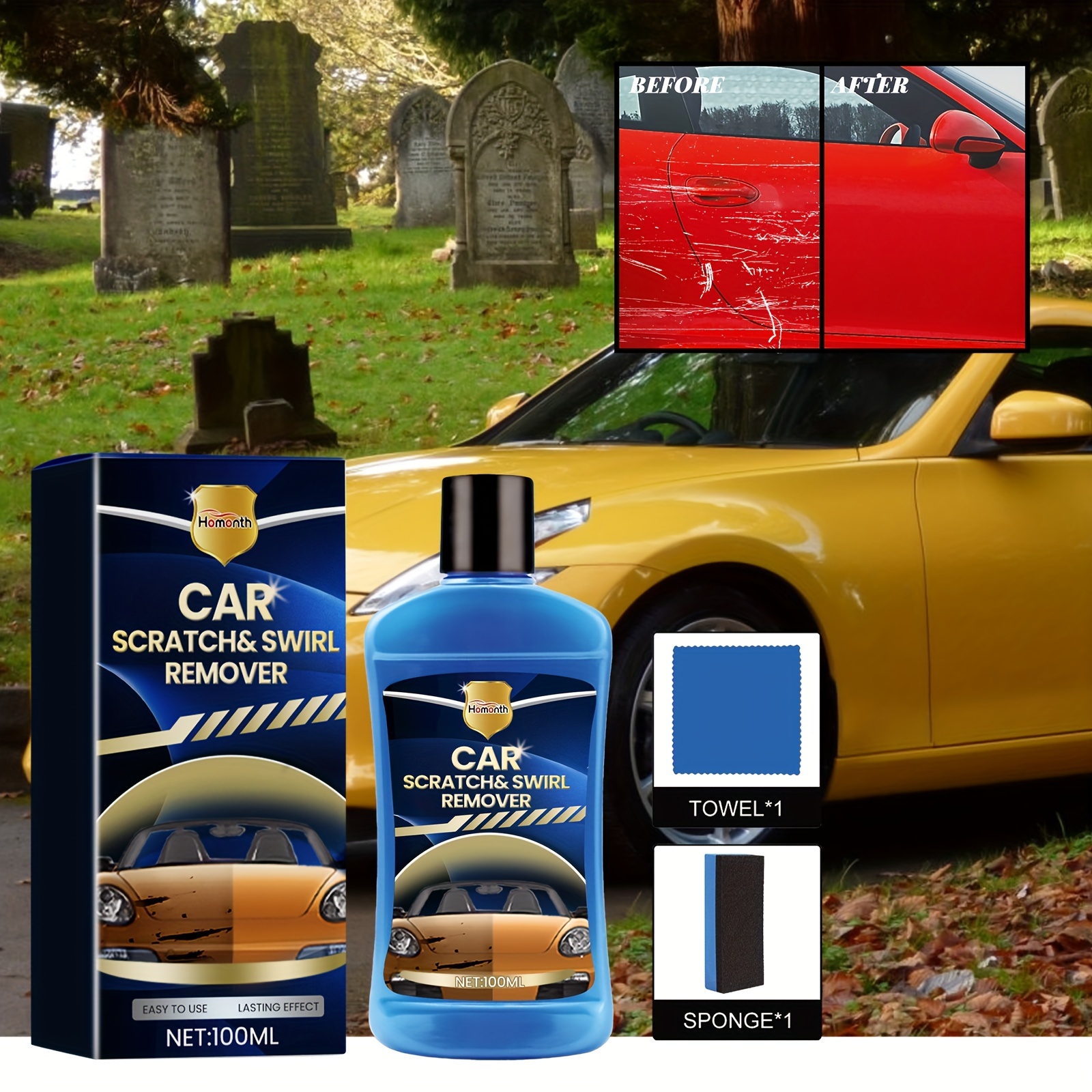 Car Scratch Removal Kit, Car Paint Scratch Repair Nano Cleaner Wax