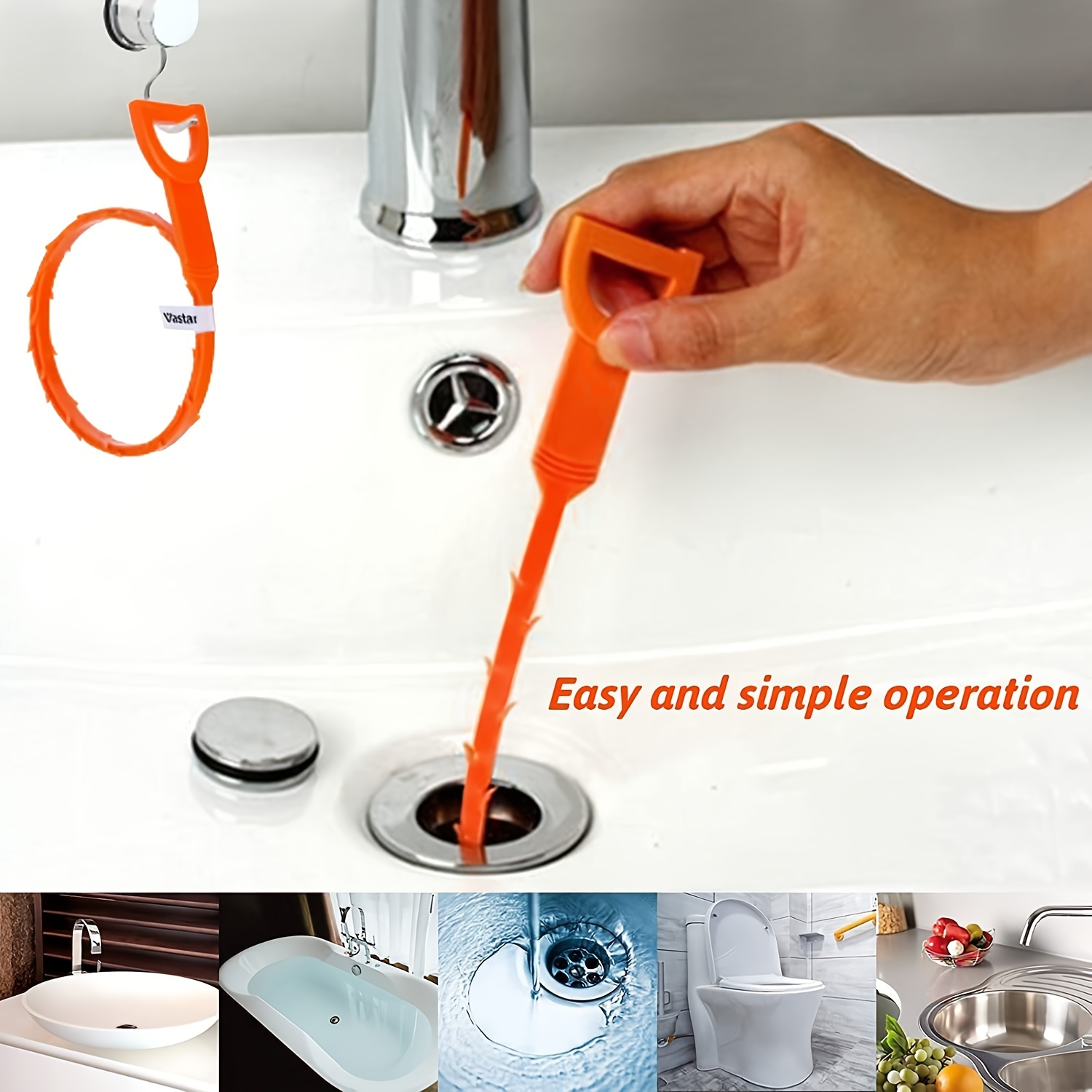 Snake Drain Hair Drain Clog Remover Cleaning Tool Pipe Snake Shower Drain,  5 Pcs Plastic Sink Snake & 1 Pack Drain Relief Tool for Kitchen Sink Bath  Tub Bathroom(5+1) 