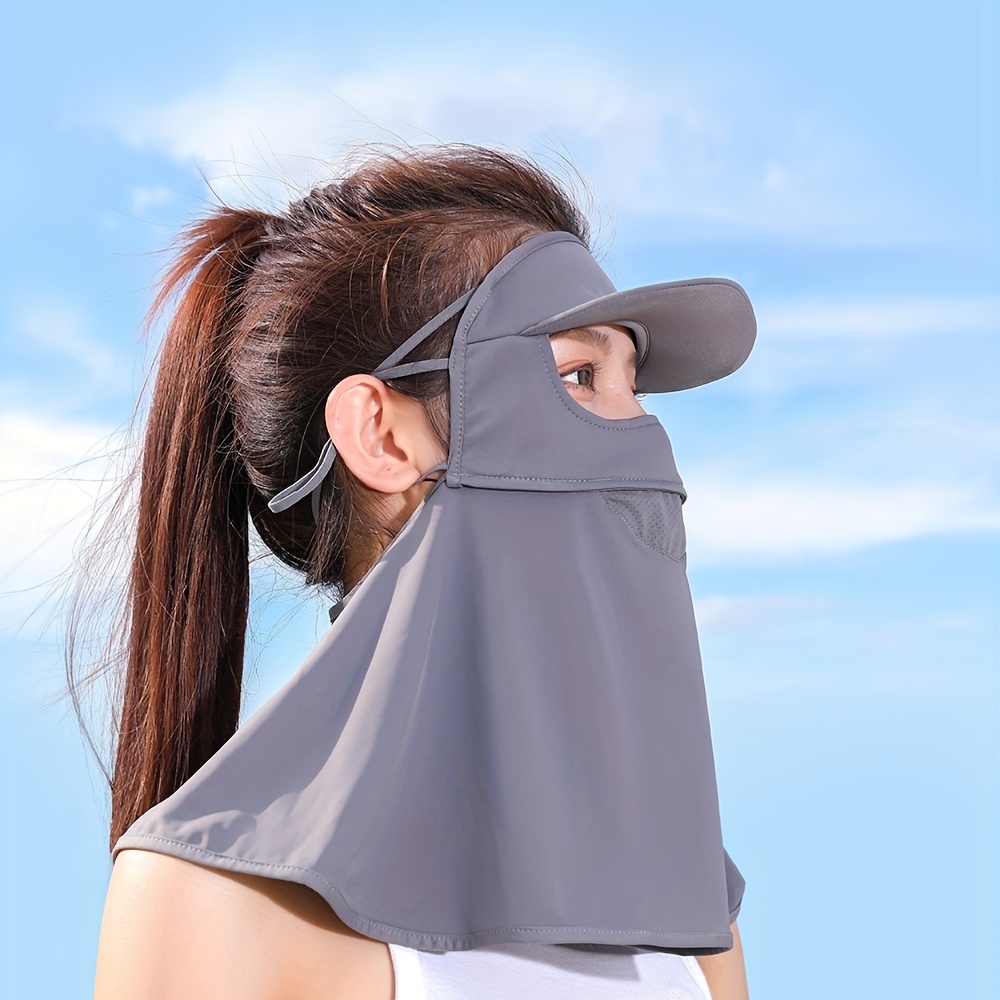 Plain Face Cover Extended Brim Hooded Sun Protection Clothes - Temu