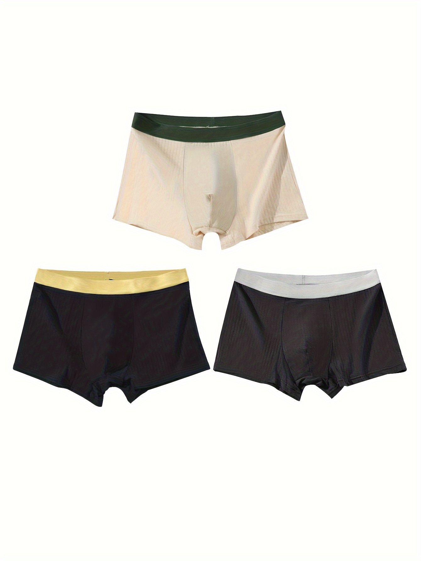 3pcs Men's Underwear, Casual Seamless Breathable Soft Comfy High Stretch  Boxer Briefs Shorts, Cotton Underpants