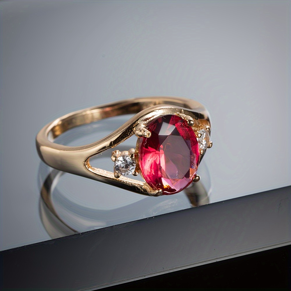 Image of Fashion Luxurious Temperament Pigeon Easy Synthetic Zirconia Gemstone Ring