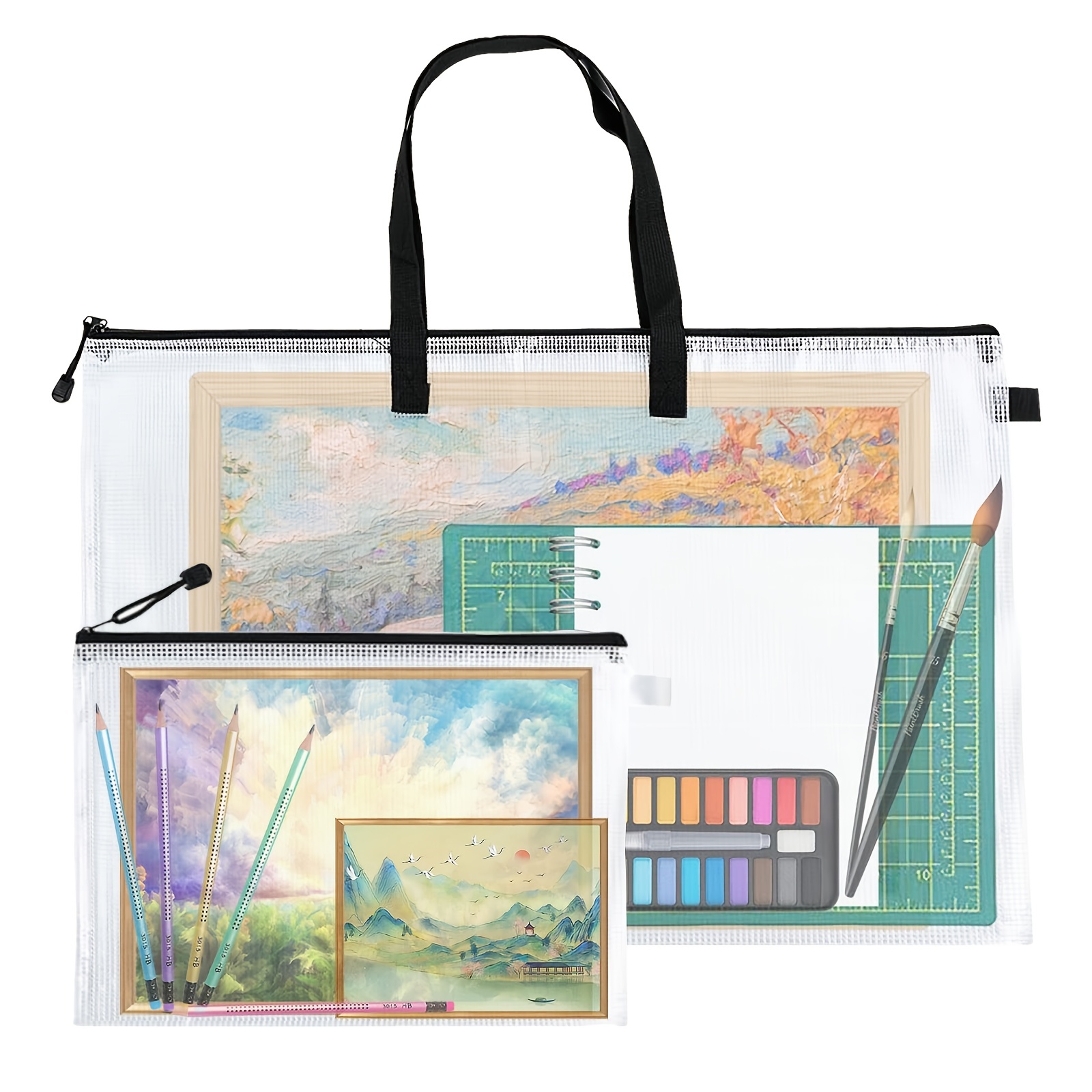 1 bolsa impermeable de lienzo para portafolio de arte, bolsa de mano de  dibujo de artista, para poner trabajo de arte estudiantil y trabajo de