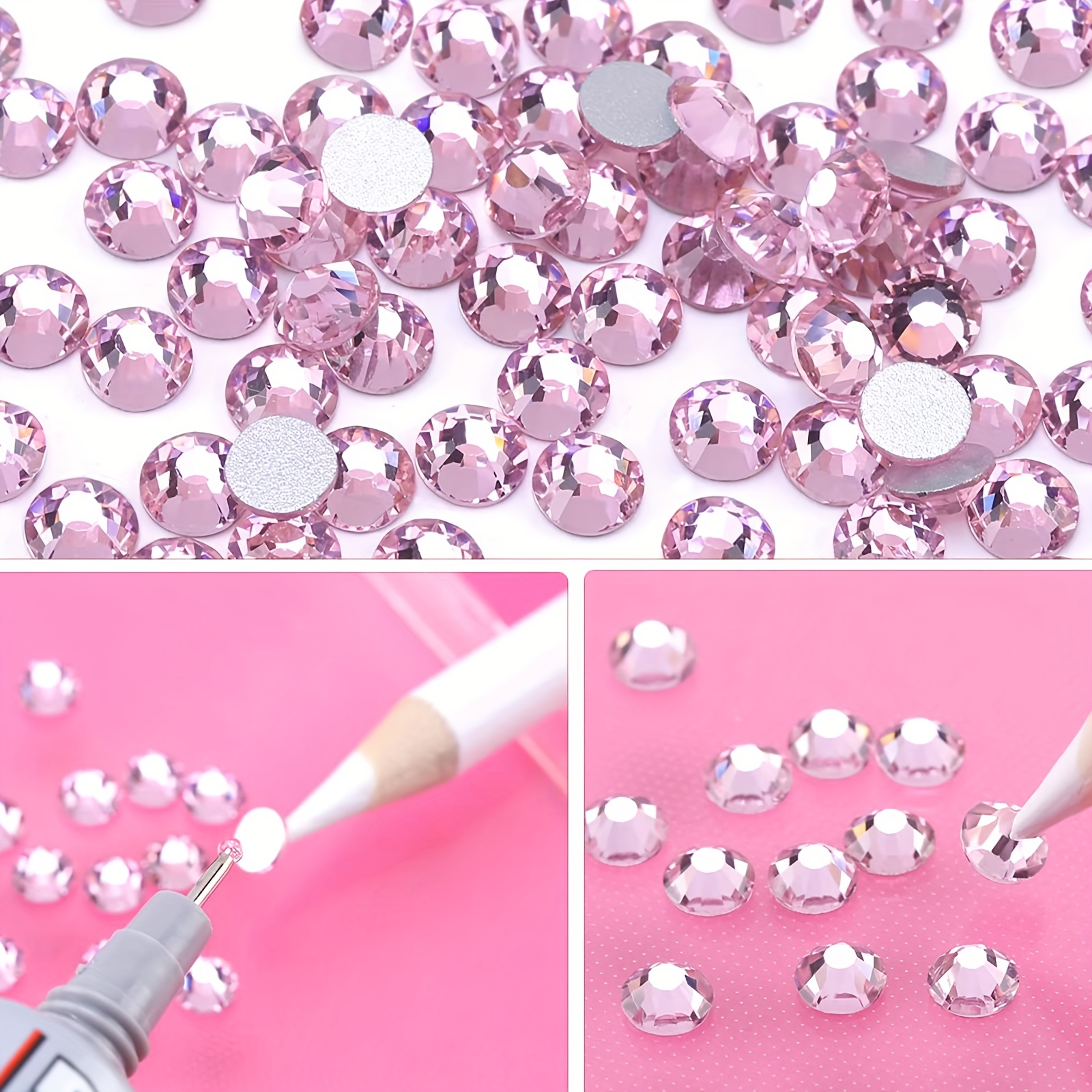 Preciosa Maxima Round Flatback Rhinestone for Nail Art / Pink