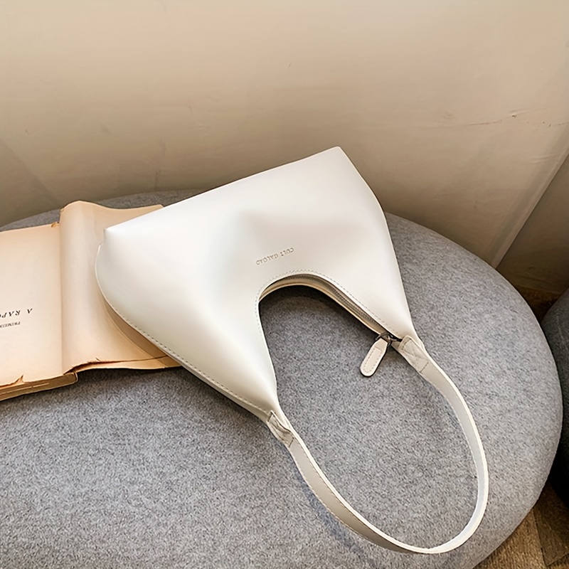 Retro Minimalist Style Women's Underarm Bag, Solid Color Shoulder Bag,  Versatile Zipper Crescent Shaped Handbag - Temu Germany