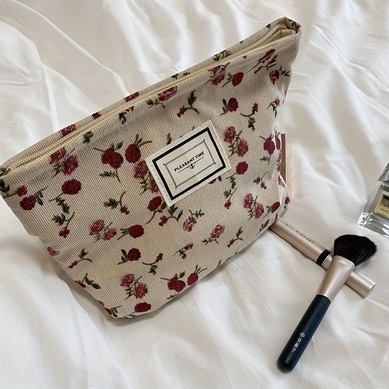Velvet Rose Flower Makeup Bag Cosmetic Bag For Women,large Capacity Canvas Makeup  Bags Travel Toiletry Bag Accessories Organizer - Temu