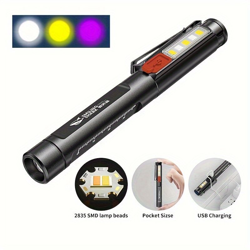 Mini linterna LED de bolsillo, 5 unidades, linterna de luz de bolígrafo con  clip, XPE-Q5 500 LM, linternas de lápiz médico para inspección de trabajo